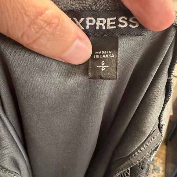 Express y2k lace off the shoulder bodysuit dark gray - Picture 2 of 8